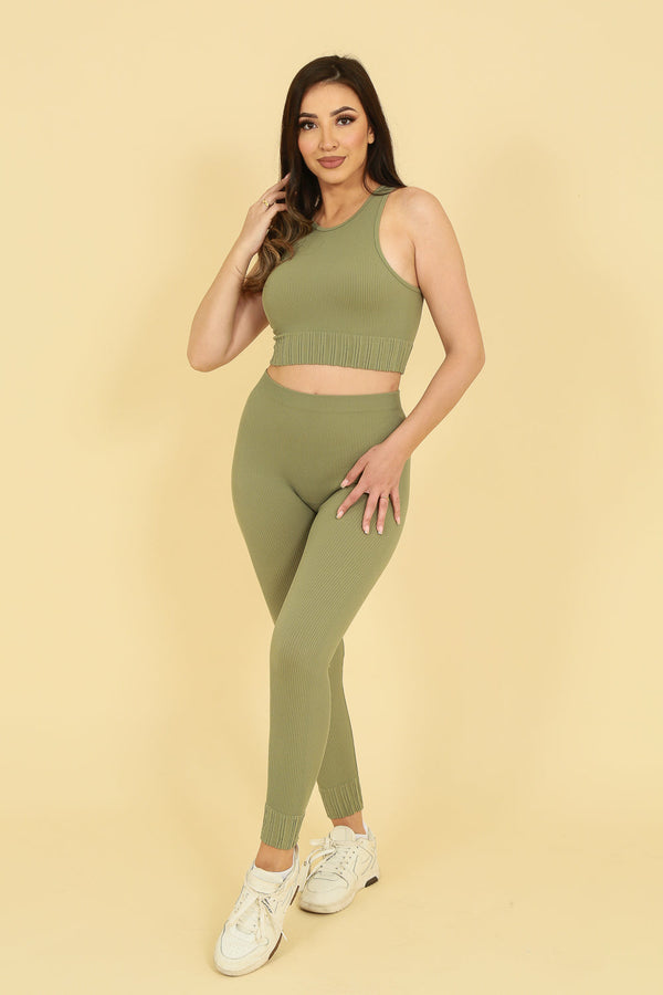 Seamless lounge gym set Khaki